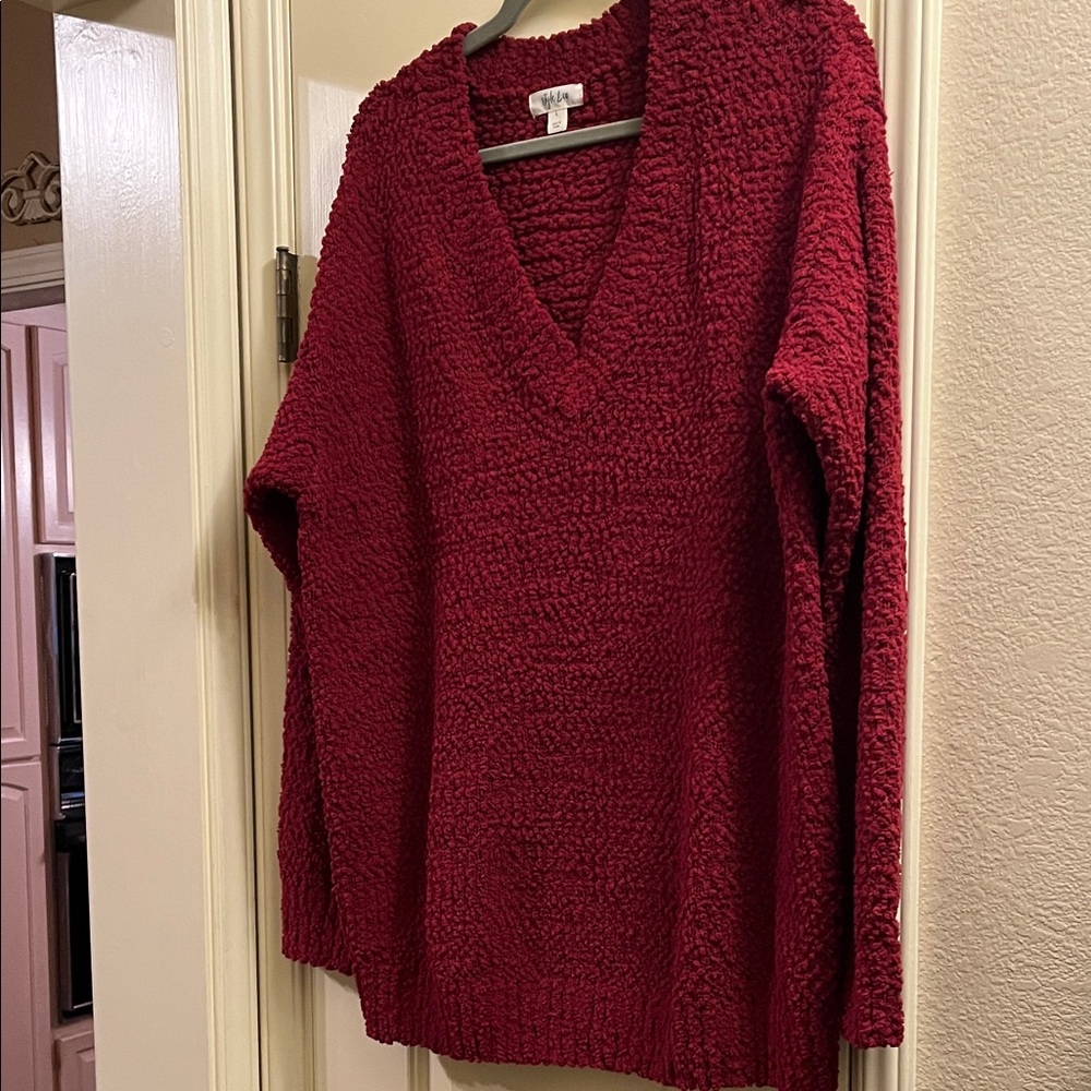 Style & Co. Deep Red V-Neck Sweater